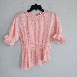 After Market Women Pink Dot Ankle Blouse, Size Small